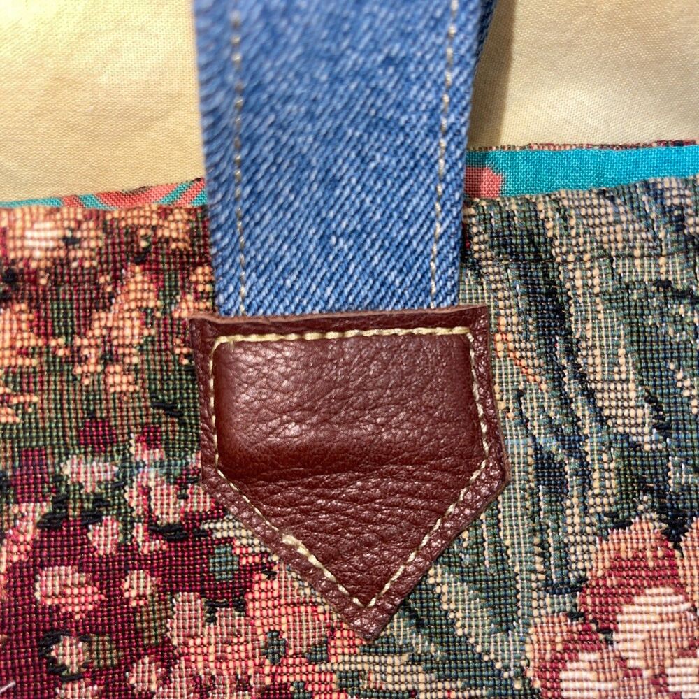 Handmade & Upcycled Denim and Floral Tapestry Tote Bag - Picture 6 of 8